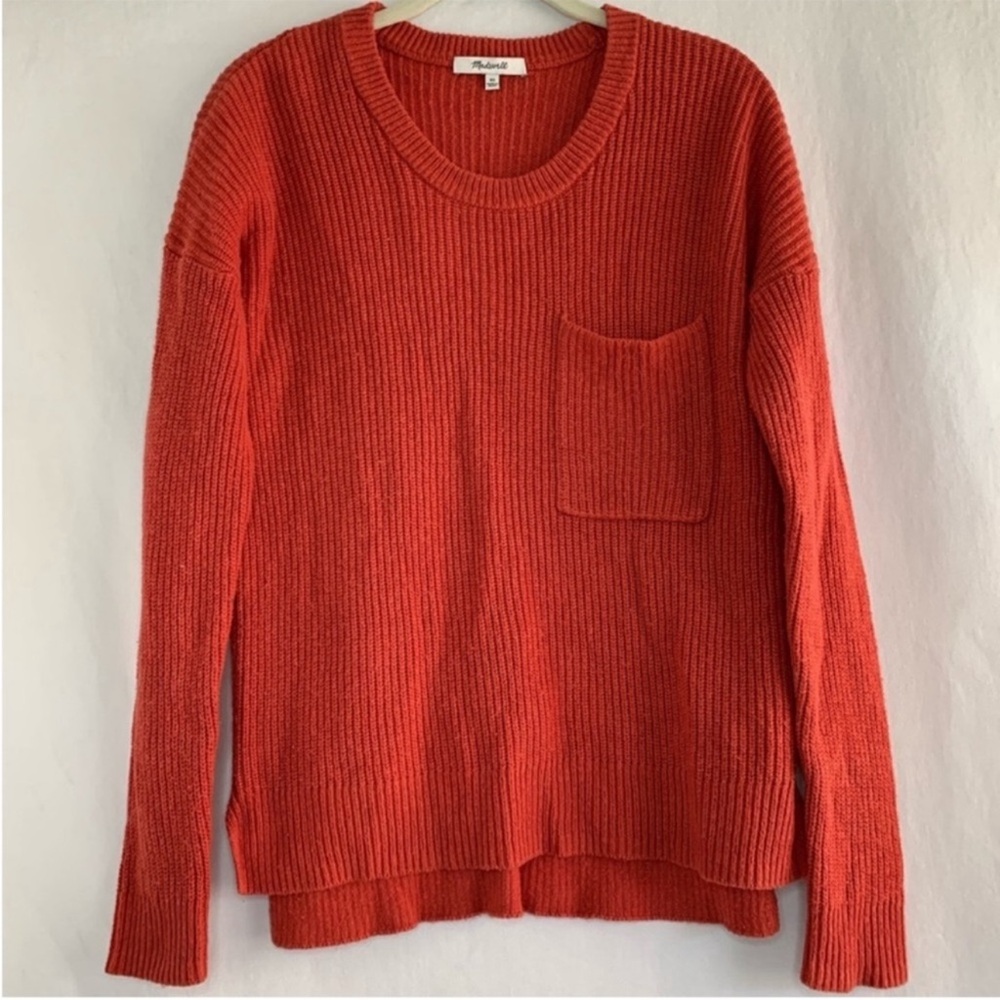 Madewell Women’s Coral Thompson Pocket Pullover Knit Sweater Size XS